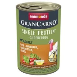 Animonda GranCarno Adult Superfoods 6 X 400 G -Günstiges Futter Leine Geschäft 130713 pla grancarno pute mangold hagebutten leinoel 400g hs 01 3