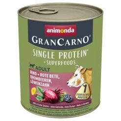 Animonda GranCarno Adult Superfoods Mixpaket -Günstiges Futter Leine Geschäft 130715 pla grancarno rind rote bete brombeeren loewenzahn 800g hs 01 9