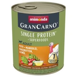 Animonda GranCarno Adult Superfoods Mixpaket -Günstiges Futter Leine Geschäft 1 130717 pla grancarno pute mangold hagebutten leinoel 800g hs 01 3