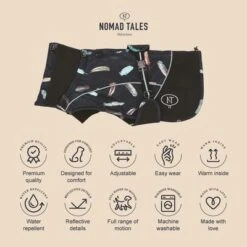Nomad Tales Bloom Hundemantel Midnightneu -Günstiges Futter Leine Geschäft 2023 08 nomadtales usps wintercoat feathers 1000x1000 uk 2