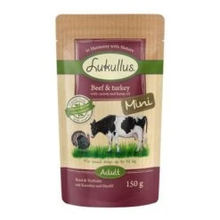 10 + 2 GRATIS! 12 X 150 G Lukullus Naturkost Mini Frischebeutel -Günstiges Futter Leine Geschäft 264997 pla luk mini beefturkey 6x150g 5 8
