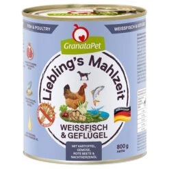 Sparpaket GranataPet Liebling's Mahlzeit 24 X 800 G -Günstiges Futter Leine Geschäft 391598 pla granatapet lieblings mahlzeit weissfisch huhn hs 01 7