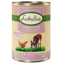 5 + 1 Gratis! 6 X 400 G Lukullus Naturkost Mixpaket -Günstiges Futter Leine Geschäft 400g junior 1000x1000 1