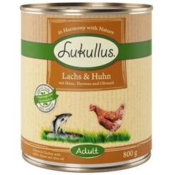 Sparpaket Lukullus Naturkost 24 X 800 G -Günstiges Futter Leine Geschäft 800g lachshuhn 1000x1000 5