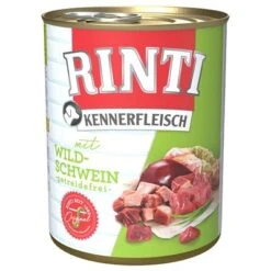 Sparpaket RINTI Kennerfleisch 12 X 800 G -Günstiges Futter Leine Geschäft 98726 pla bilder rinti kennerfleisch wildschwein 800g hs 01 6 1