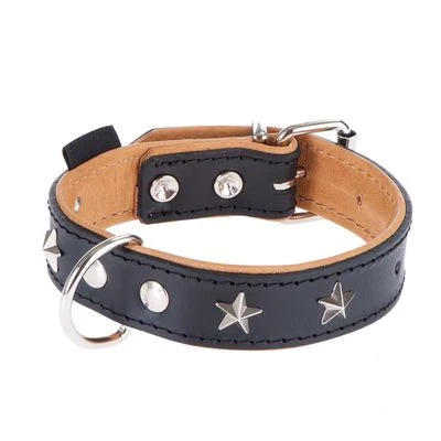 Heim Lederhalsband Stars, Schwarz/beige 3 Heim Lederhalsband Stars, Schwarz/beige