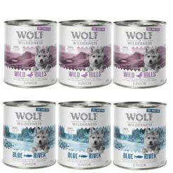 Sparpaket 12 X 800 G Wolf Of Wilderness JUNIOR - "Freiland-Fleisch" Duo-Protein -Günstiges Futter Leine Geschäft jr mix 800 g 1000x1000 ohne st rer 2