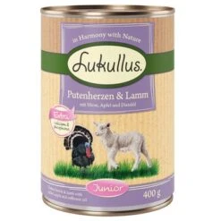 Sparpaket Lukullus Naturkost 24 X 400 G 27 Sparpaket Lukullus Naturkost 24 X 400 G -Günstiges Futter Leine Geschäft lk 400g junior putelamm 1000x1000 2