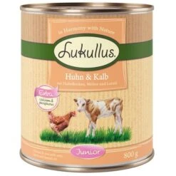 Lukullus Naturkost Junior 6 X 800 G 16 Lukullus Naturkost Junior 6 X 800 G -Günstiges Futter Leine Geschäft lk 800g junior kalbhuhn 1000x1000 1 1