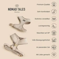 Nomad Tales Calma Geschirr, Sand -Günstiges Futter Leine Geschäft nomad tales calma geschirr usps 4 1