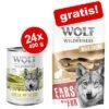 Wolf Of Wilderness 24 X 400 G + Kaninchenohren Mit Fell Gratis! -Günstiges Futter Leine Geschäft rabbitears fur for free 7