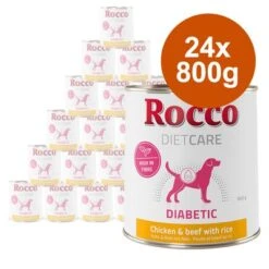 Rocco Diet Care Diabetic Huhn & Rind Mit Reis 800gneu -Günstiges Futter Leine Geschäft rocco nf dietcare 800g diabetic chicken 24x hs 01 6