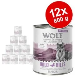 Sparpaket 12 X 800 G Wolf Of Wilderness SENIOR "Freiland-Fleisch"