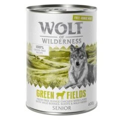Sparpaket 12 X 400 G Wolf Of Wilderness SENIOR "Freiland-Fleisch" -Günstiges Futter Leine Geschäft wow freerange senior greenfields 400g 1000x1000 6