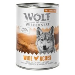 Sparpaket 12 X 400 G Wolf Of Wilderness "Freiland-Fleisch" -Günstiges Futter Leine Geschäft wow freerange wideacres 400g 1000x1000 3 1